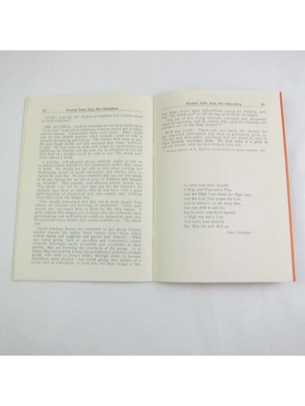 Alcohol Talks from the Laboratory by Howard E. Hamlin Michigan Temperance 1947